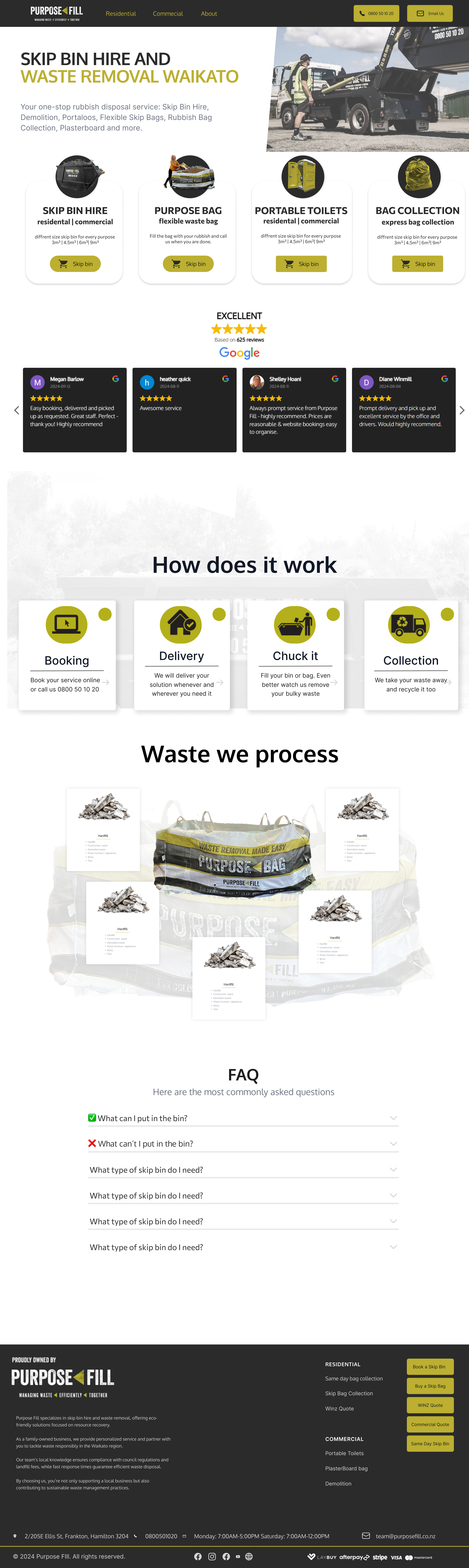 purposefill.co.nz — redesigned homepage, full page